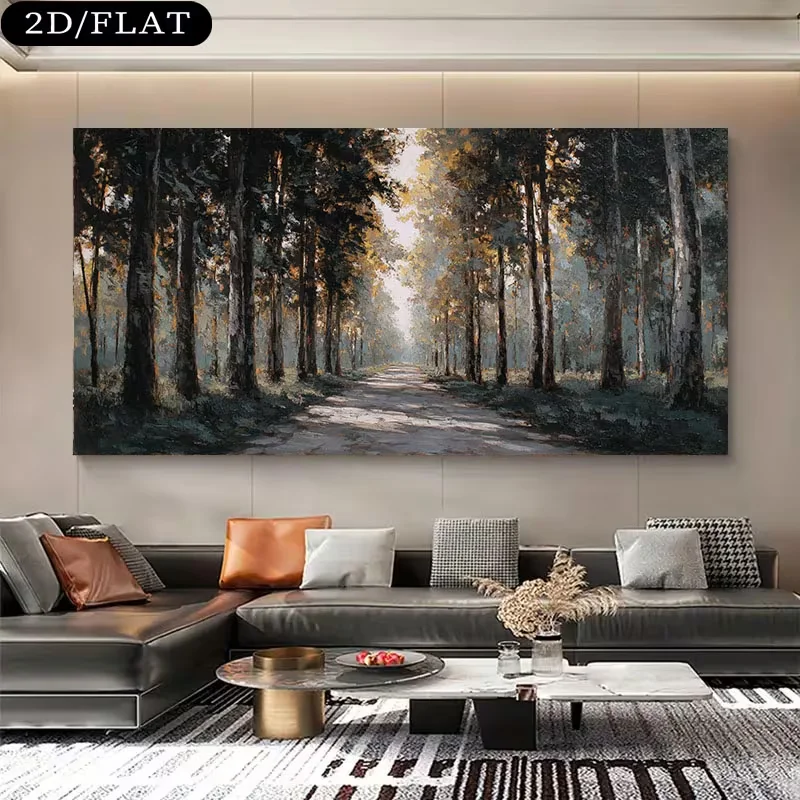 (1PC Unframe)1pc Large Frameless Canvas Art Measuring 31.49X62.99 Inches Or 80X160 Cm, Featuring a Forest Pathway Design, Perfec