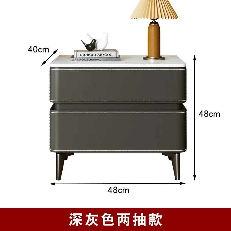 غرفة نوم رئيسية من الجلد ذات سرج خفيف فاخر غير لامع وخزانة تخزين راقية إيطالية بسيطة #4