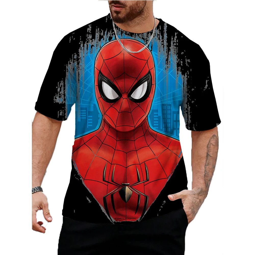 

Disney Summer Fashion 2025 Spider Man Print Trend T Shirt Casual 3D Print Tees Hip Hop Personality Round Neck Short Sleeve