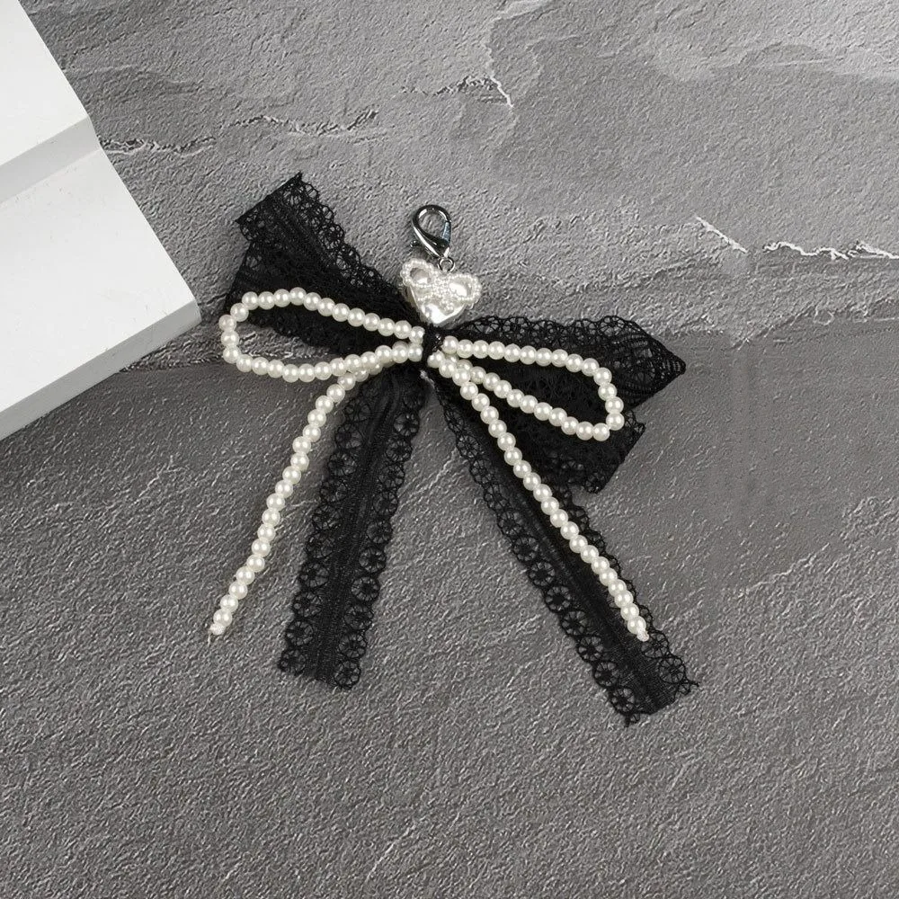 

Sweet Lace Bow Keychain Heart Pendant Pearl Bag Pendant Accessories Aesthetic Removable Key Holder Gifts