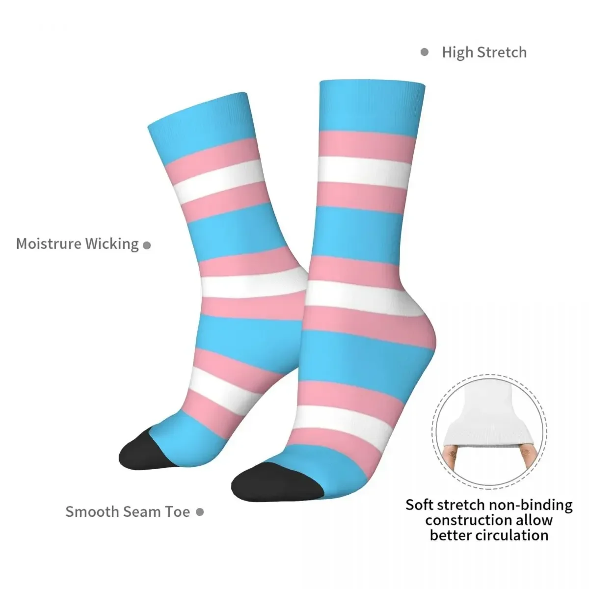 Transgender Flag Lgbt Pride Socks Harajuku High Quality Stockings All Season Long Socks Accessories for Man's Woman's Gifts