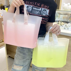 50pcs Gradient Frosted Plastic Bag With Handle Gift Bag Shopping Packaging Bags for Small Businesses