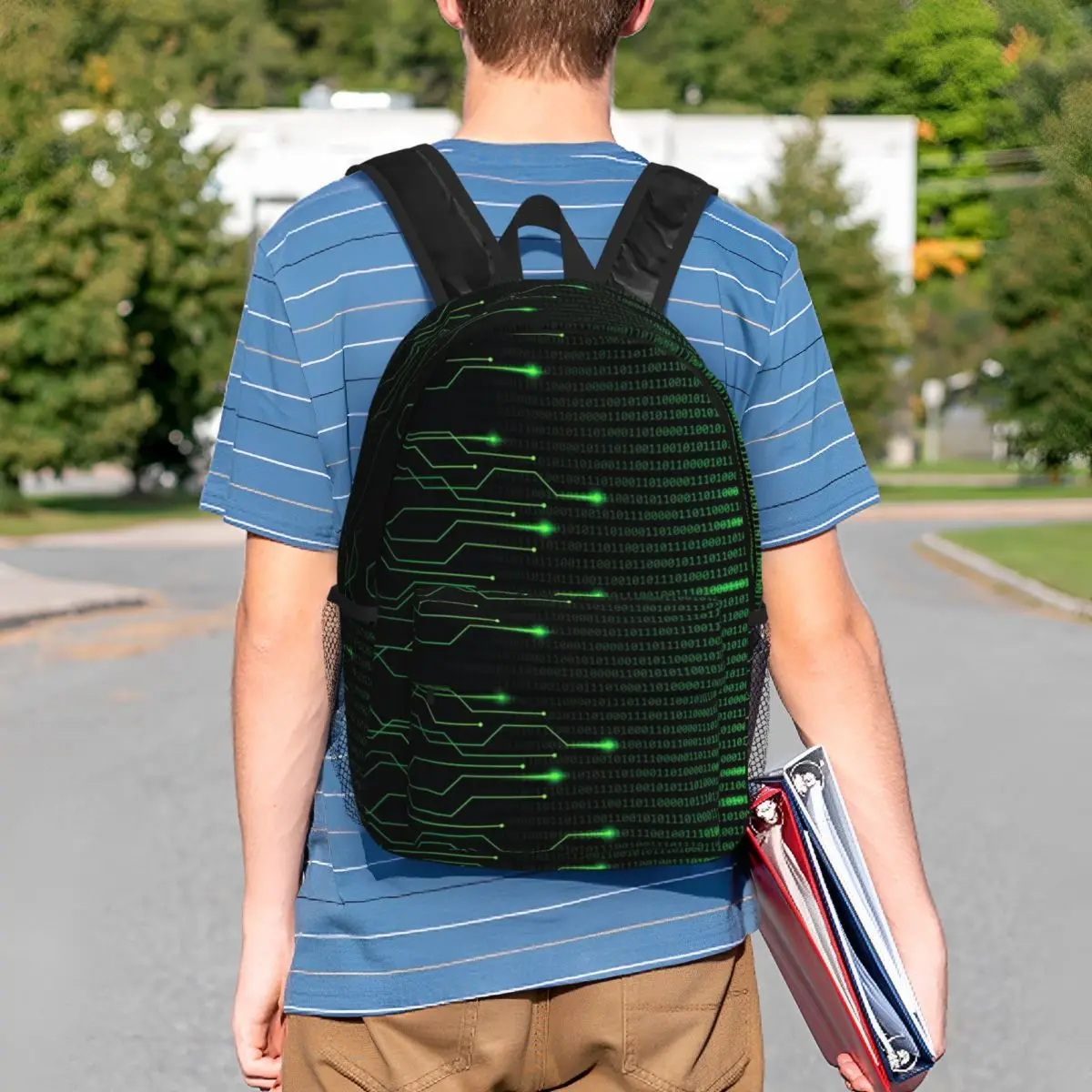 Binary Code Inside Throw Blanket And Lightweight Fleece Backpack Student BookBag Boys Girls School Bag Computer Shoulder Bags