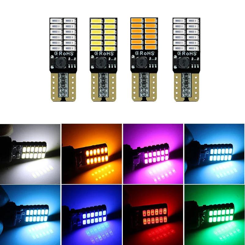 10pcs T10 Canbus 5W5 LED Car Bulb Signal Light 12V-24V License Plate Lights White Red Yellow Interior Lamp