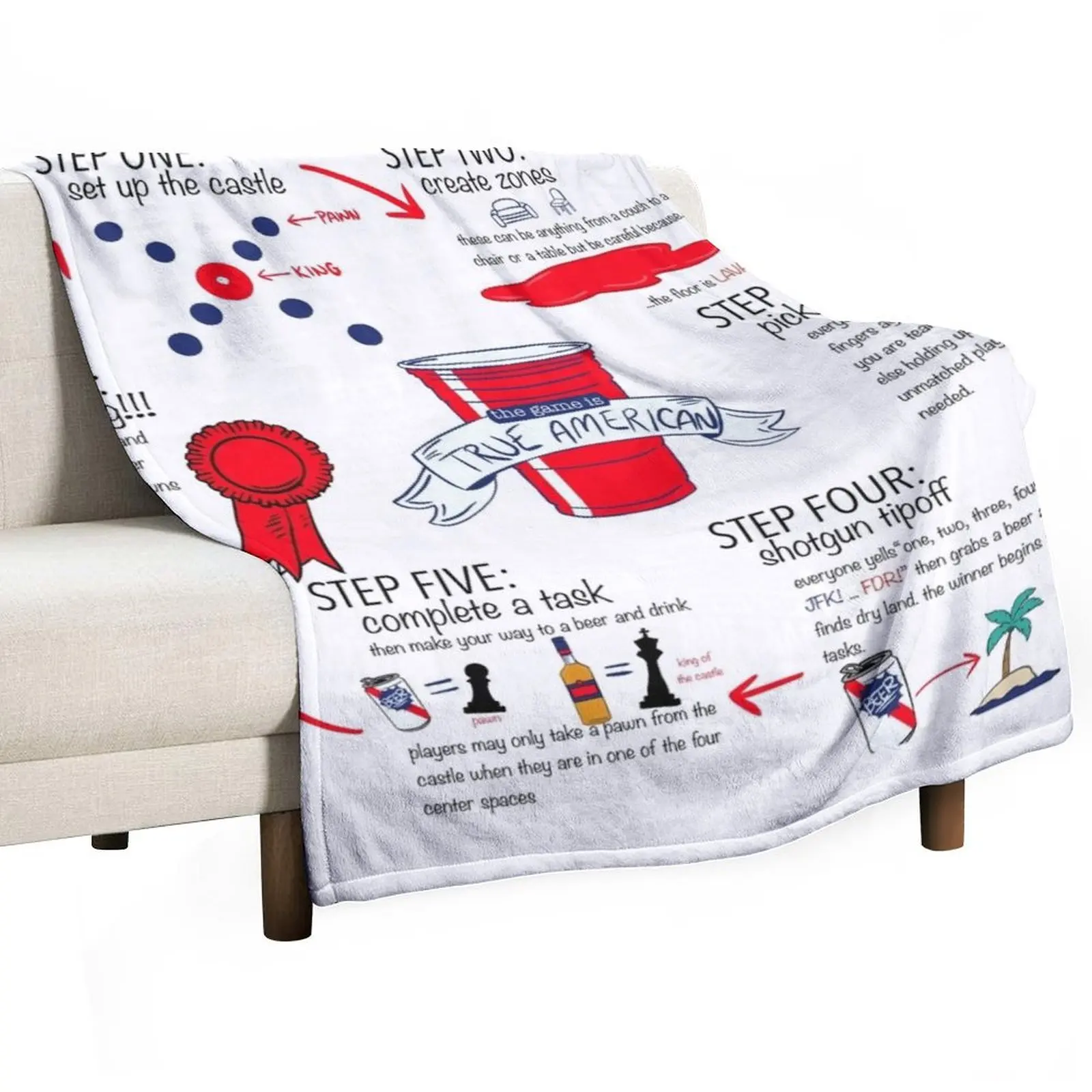

True American Rules Throw Blanket Camping Decorative Throw Soft Big Plush Blankets
