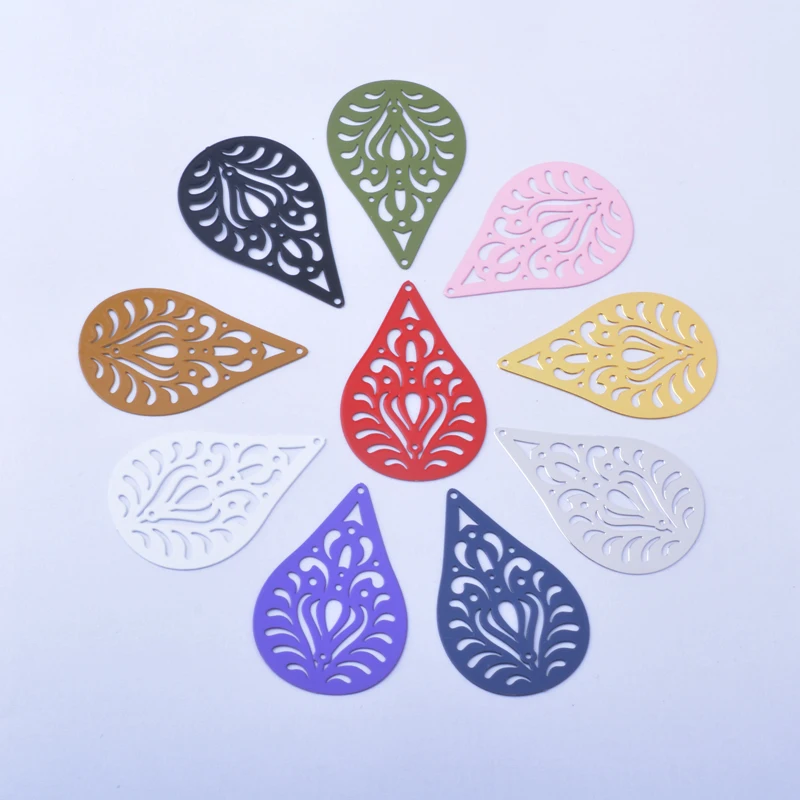 30pcs AB8010 Brass Flower  Charms Ear Pendant ColorfulCharms  Diy Jelwery Earrings Making