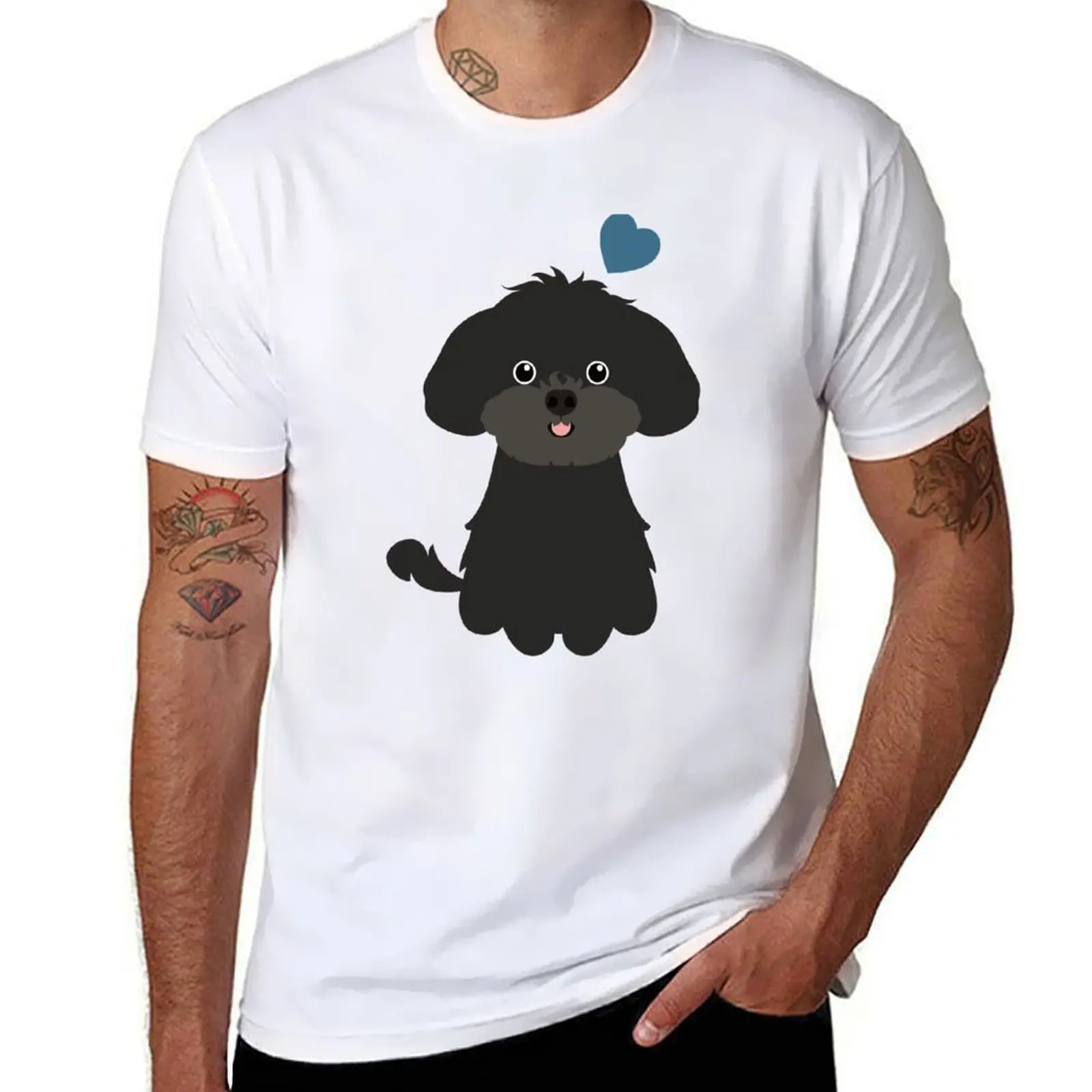 

Love Black Shih Poo Shihpoo Shih Tzu Poodle Mix T-Shirt cotton tshirt 100% cotton t shirts man 100% T-Shirt