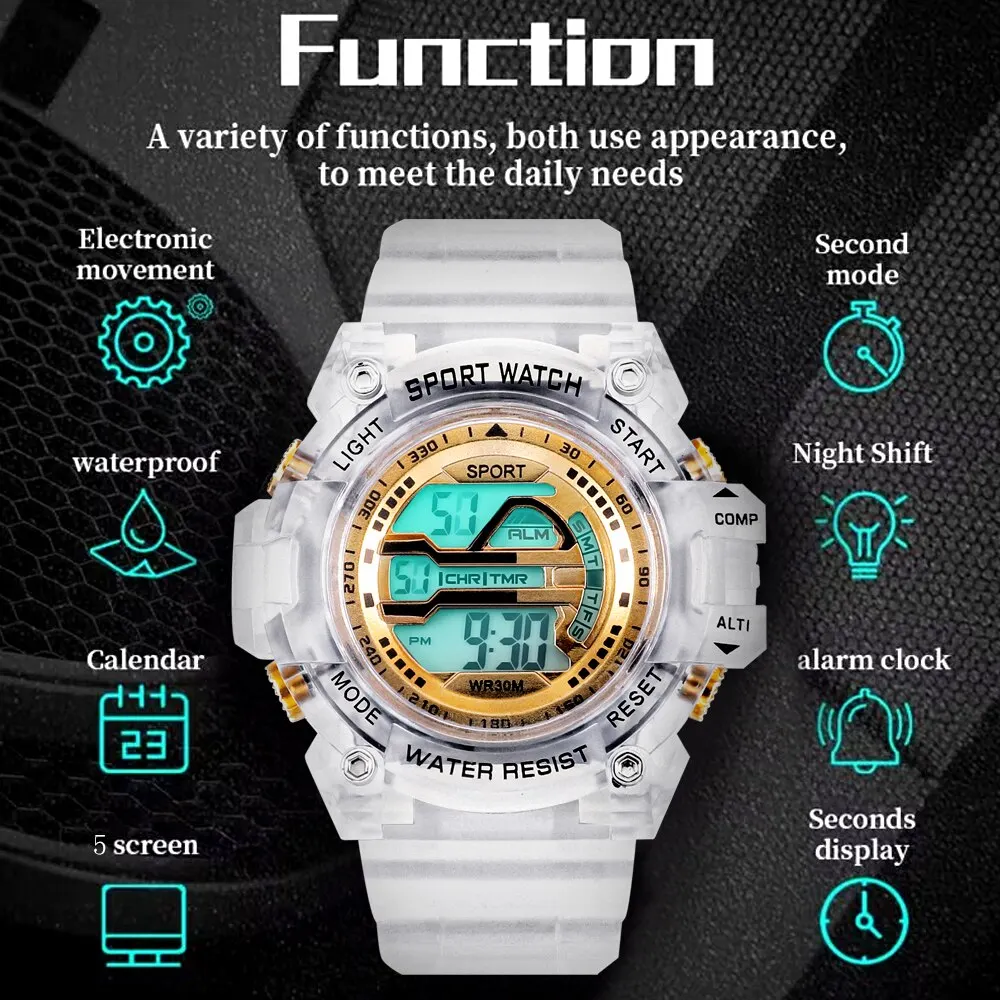 Mens LED Digital Watches Luminous Fashion Sport Waterproof Watches For Man Date Army Military Clock Relogio Masculino