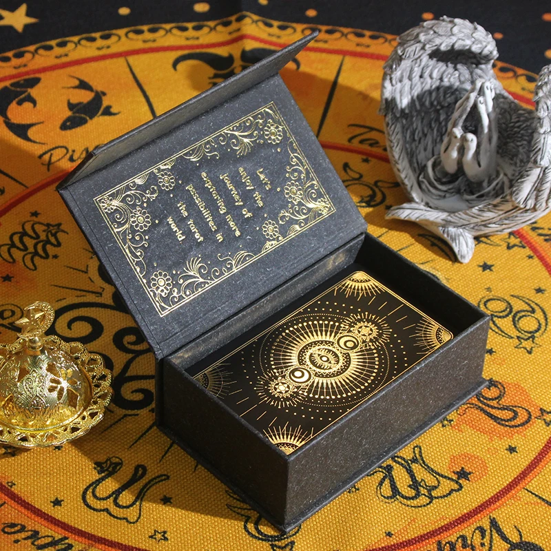 2023 New Arrive High Quality Flexible Tarot Gold Foil Waterproof Card Deck Sets With Guidebook Party Friend Table Game