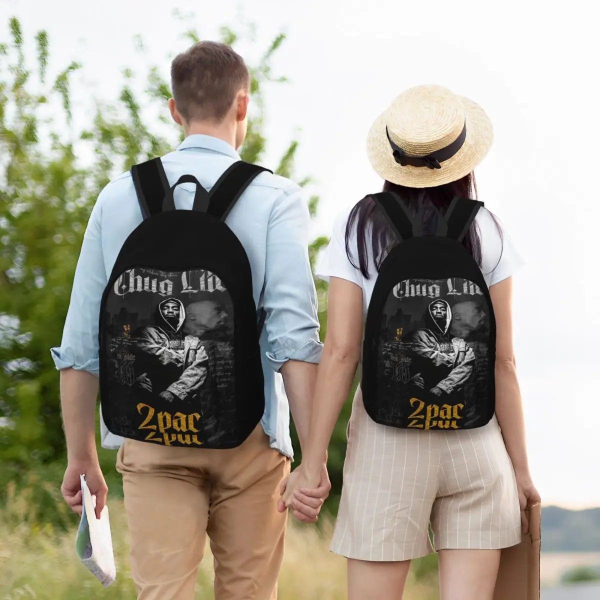 Tupac 2PAC 90s Rap Music Classical Backpack Outdoor Student Hiking Travel Daypack for Men Women College Shoulder Bag