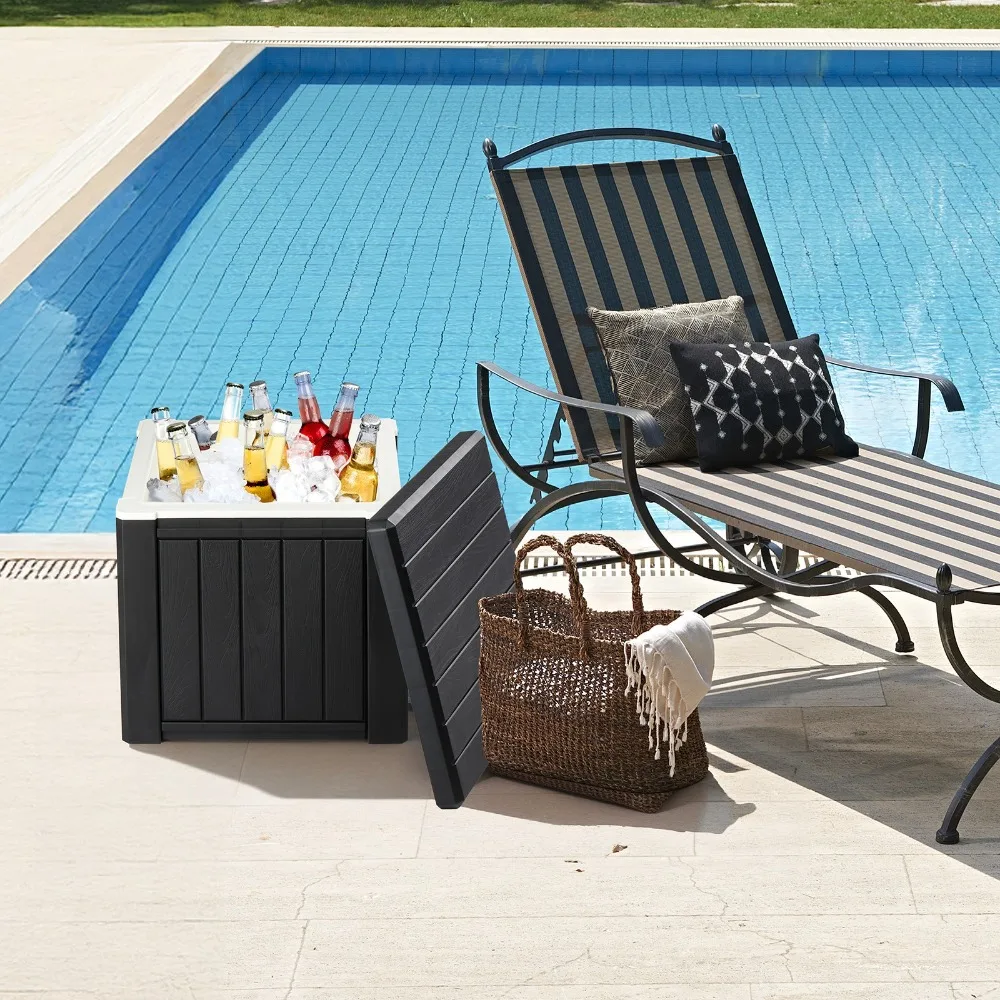 

10 Gallon Portable Multifunctional Outdoor Cooler Side Table Ice Chest with Lid