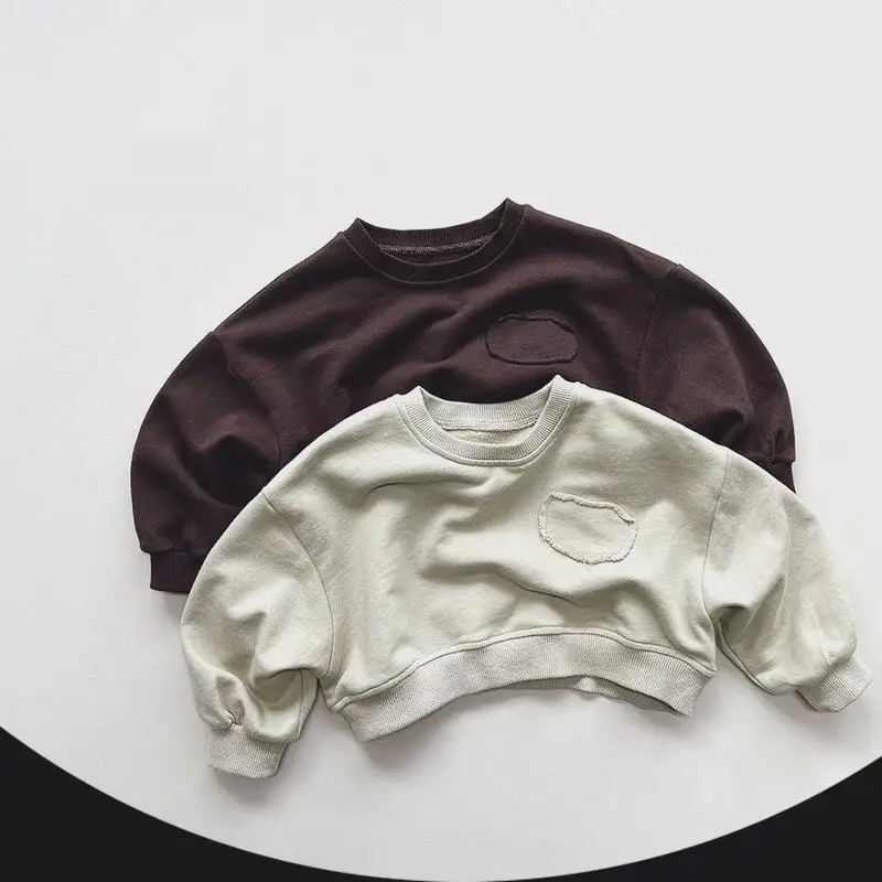 2025 Autumn New Children Long Sleeve Sweatshirt Fashion Girl Short Hoodie Kids Casual Tops Cotton Baby Toddler Clothes 1-6year