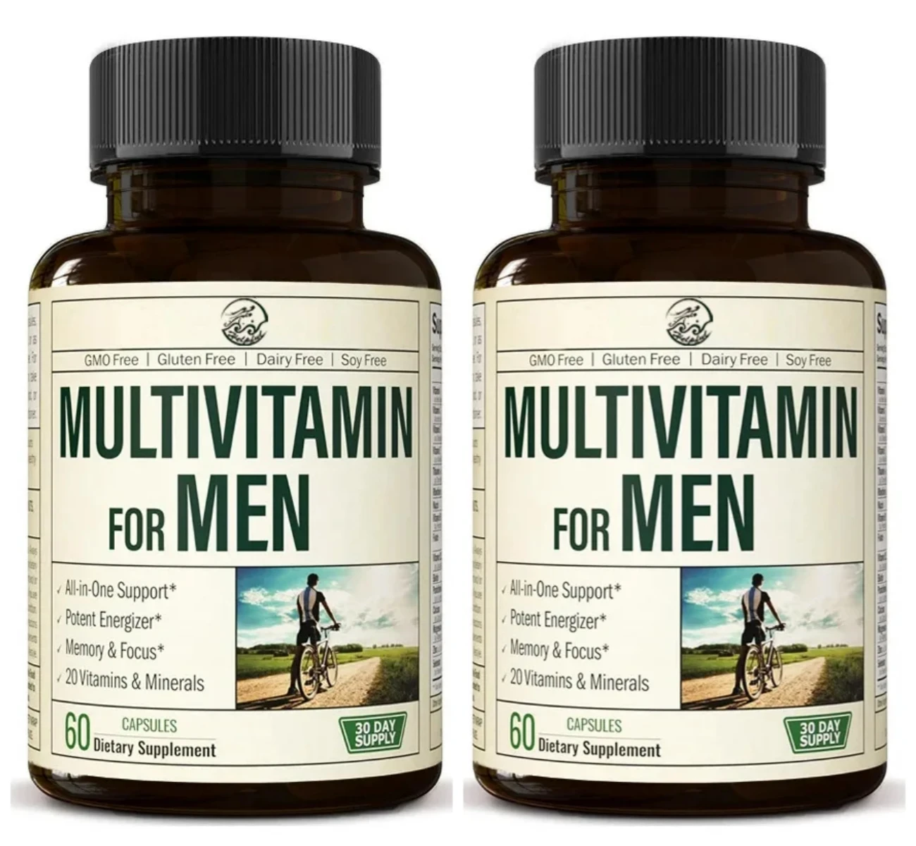 

Men's daily compound minerals/vitamins - vitamin A, C, E, D, B1, B2, B3, B5, etc., biotin, spirulina, zinc, antioxidant