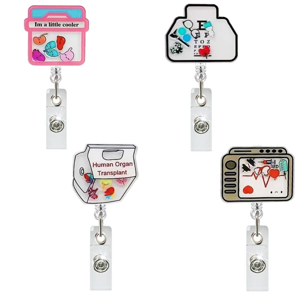 Medical Shake-Shake Flowing Acrylic Badge Holder ID Card Holder Badge Reel Gift for Nurses Doctor Work Badge Holder
