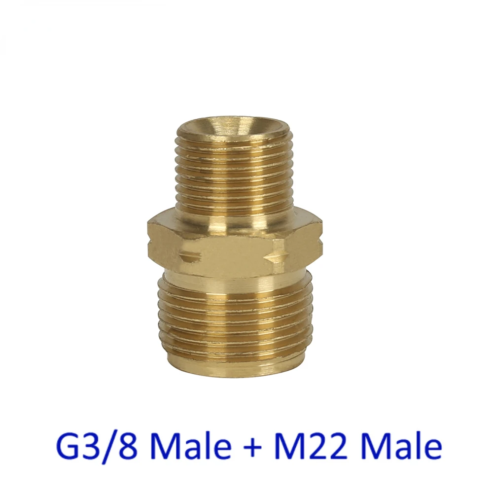

High Pressure Washer Car Washer Brass Connector Adapter G3/8 Male + M22 Male