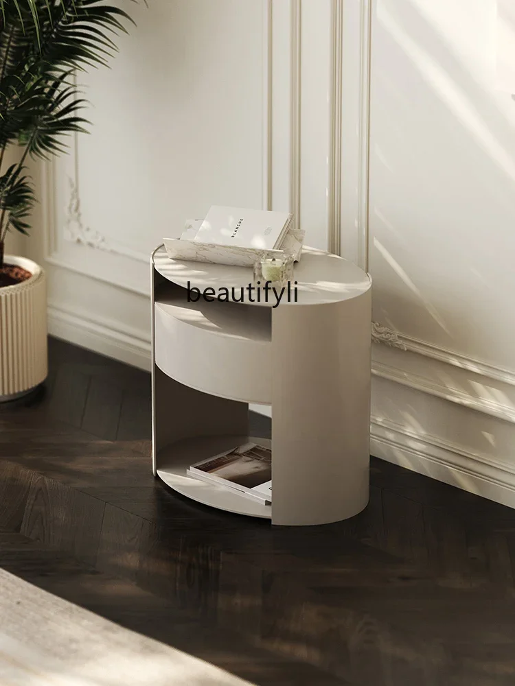 

K18 Simple Modern Bedside Table Light Luxury Bedroom Locker Gray Paint Household Small Apartment Bedside Cabinet