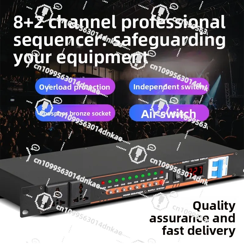 8 + 2-way Professional Power Sequencer Household KTV Performance Conference Cabinet Power Socket Manager Controller