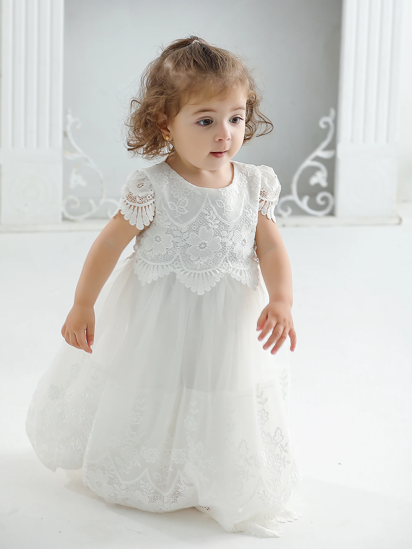 Baby Girls Baptism Wedding Party Princess Dress Baby girls 0-2 Years Old Long Baptismal Dress Lace Little Dress