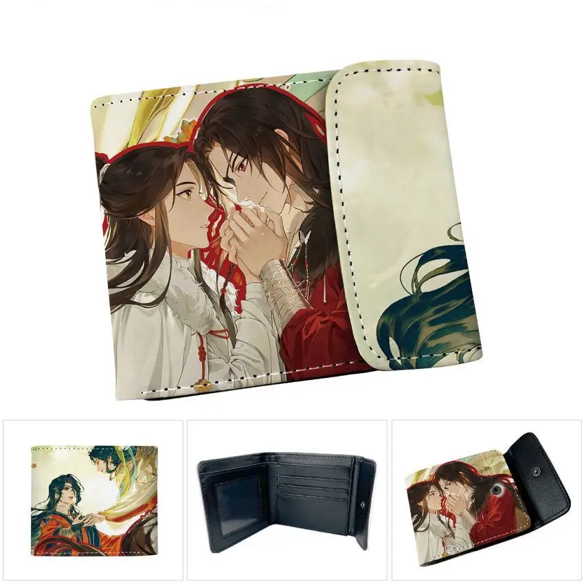 Tian Guan Ci Fu Hua Cheng Xie Lian أنيمي المحفظة السماء الرسمية نعمة عملة المحفظة المطبوعة محفظة الأزياء Notecase النساء الرجال
