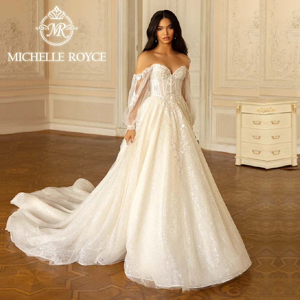 Michelle Royce A-Line Wedding Dresses For Women Beading Appliques Princess Delicate Beaded Lace Sweetheart Vestidos De Novia