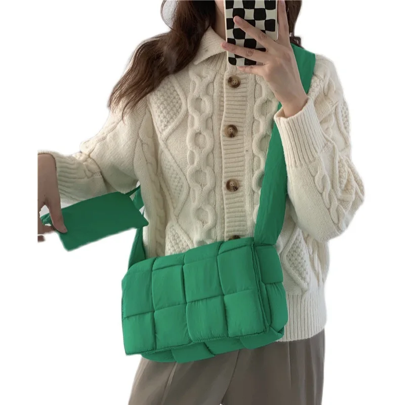 Niche Design Pillow Bag Autumn and Winter High-end Woven Bag Versatile Shoulder Crossbody Bag  Down Jacket Bag