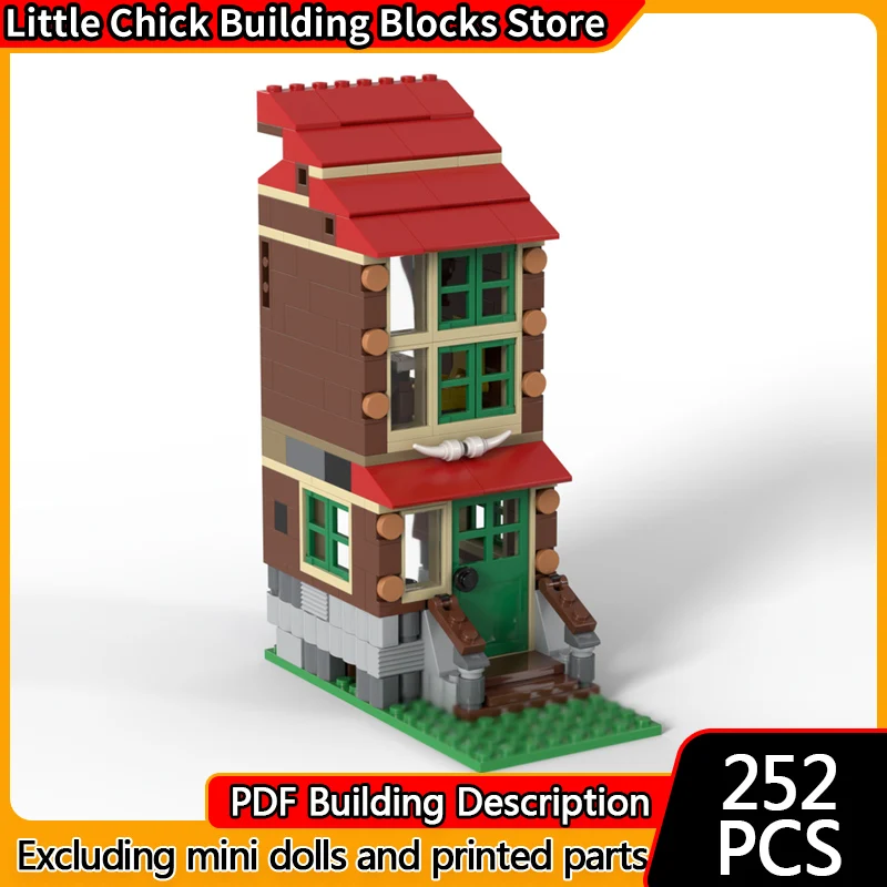 

Street View Model MOC Building Bricks Two-Story Residential House Modular Technology Children Holiday Gifts Assemble Toys Suit