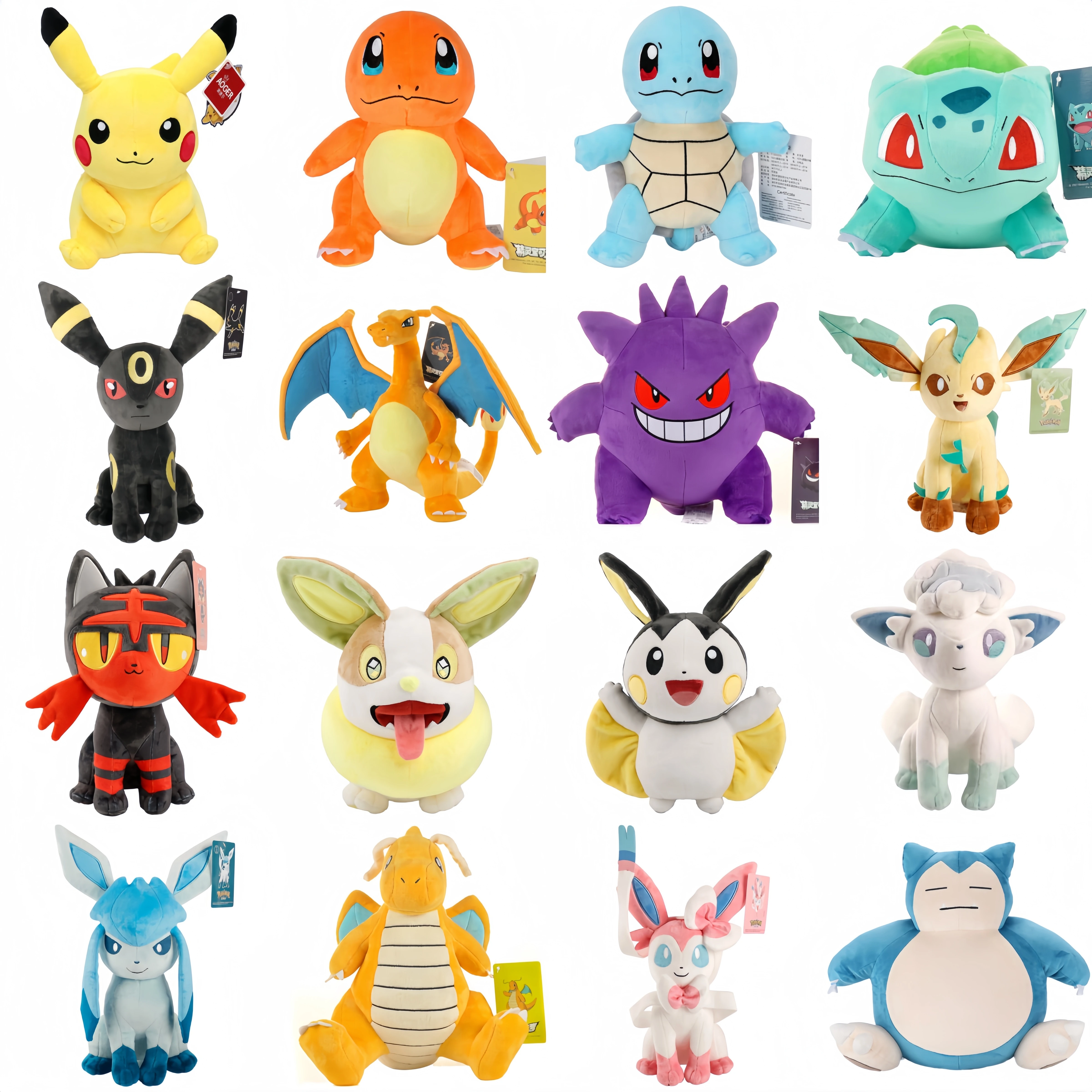 Newest Pokemon Gengar Plush Pikachu Toys Charizard Litten Yamper Emolga Ice Vulpix Stuffed Doll Umbreon Sylveon Plushies Gift