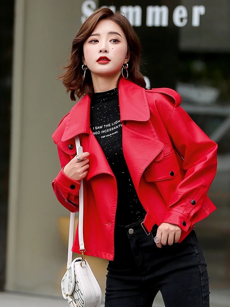 Giacca in Vera Pelle Jiang ung Haining per Donna, Stile Moto Oversize, Versione Coreana, Cappotto Outerwear