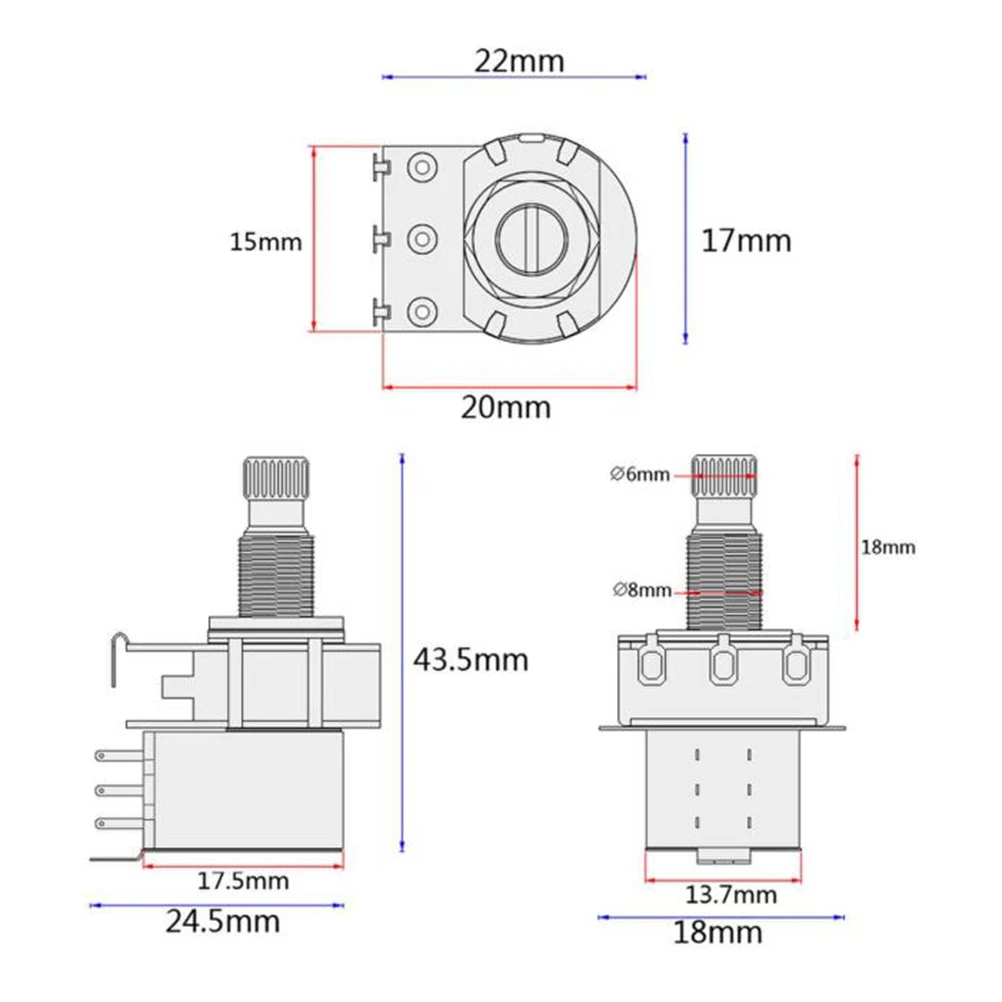 

A500k Guitar Volume Potentiometer 18Mm Coarse Knurled Shaft Audio Pots for Tone Control Electric Guitar Amp Repair Parts