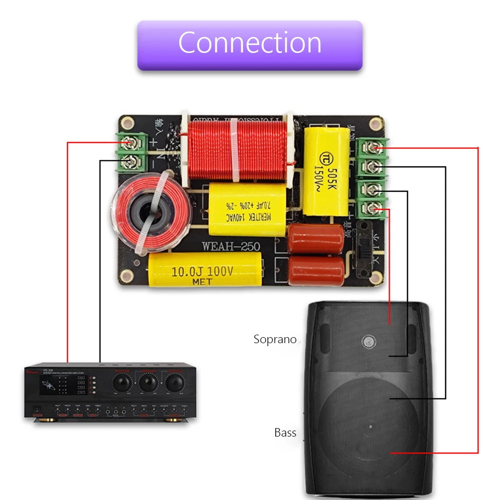 WEAH-250 250 W 2-Wege-Lautsprecher Frequenzteiler 2750/2800 Hz Hochtöner Bass Crossover Filter Audio HiFi Filter Platine