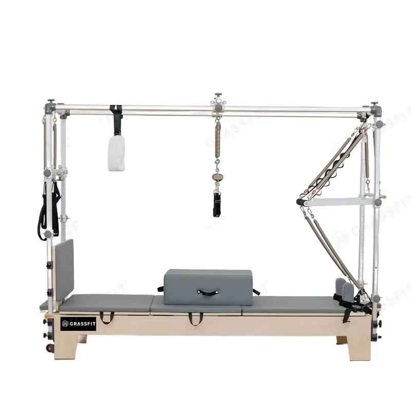 

3-in-1 Professional Pilates Reformer Combo with Trapeze, Elevated Wood Machine for Full Studio Workout