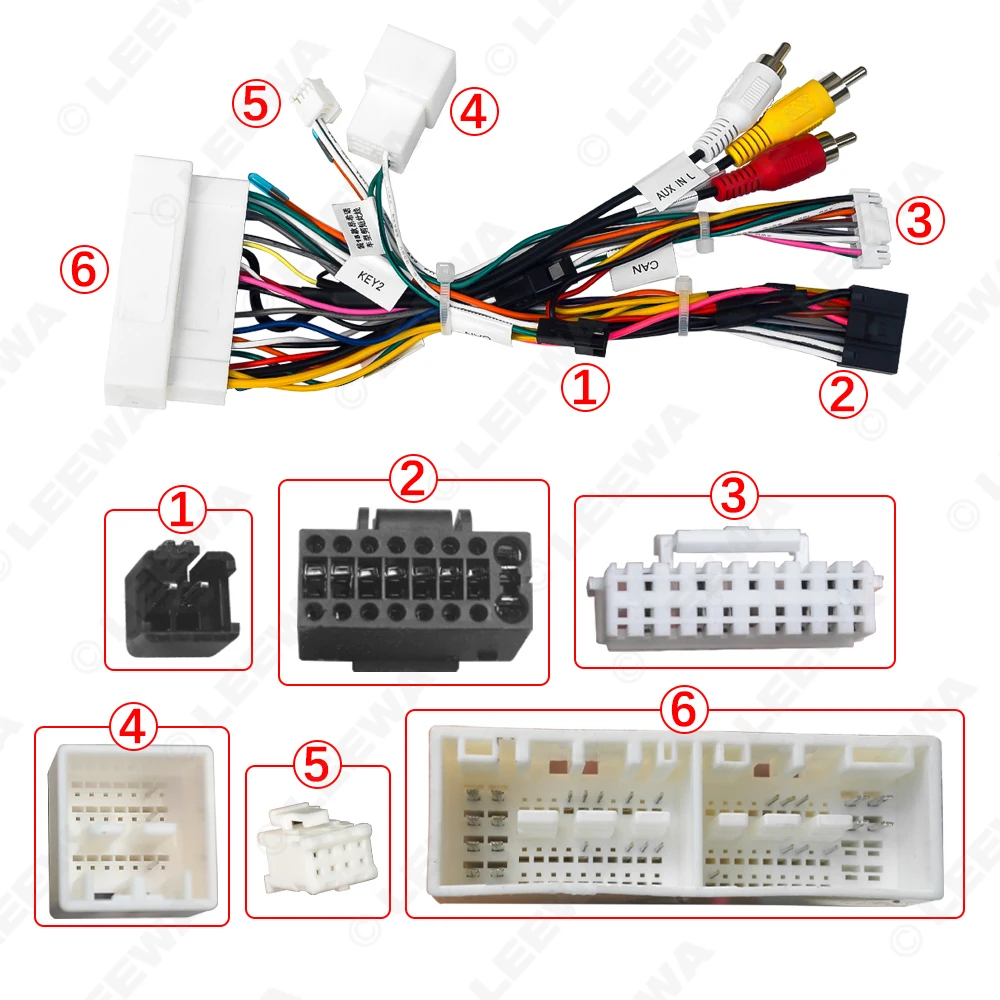 LEEWA Car Audio 16PIN DVD Player Power Calbe Adapter With Canbus Box For Hyundai Encino IX35 Tucson KIA K3 K5 KX7 Stereo Plug