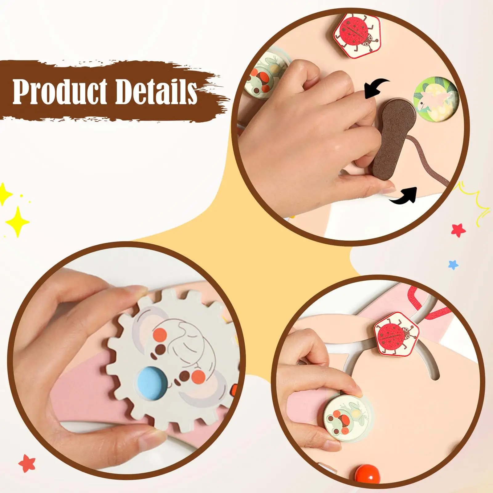 

Настенная развивающая доска с шестеренками, деревянная сенсорная панель для сопоставления форм