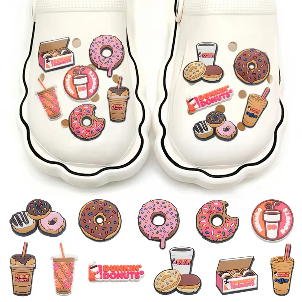11/16/50pcs Shoe Charms For Shoe Decoration Cute Food Cartoon Donuts Milk Tea Charms Premium Quality Popular Charms Accessories