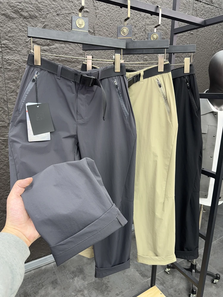 سراويل كاجوال للرجال في الهواء الطلق بقصة ضيقة مستقيمة الساق من Qui Dry قابلة للتنفس ومطاطة ثلاثية الأبعاد لخياطة الربيع والصيف Pampa&