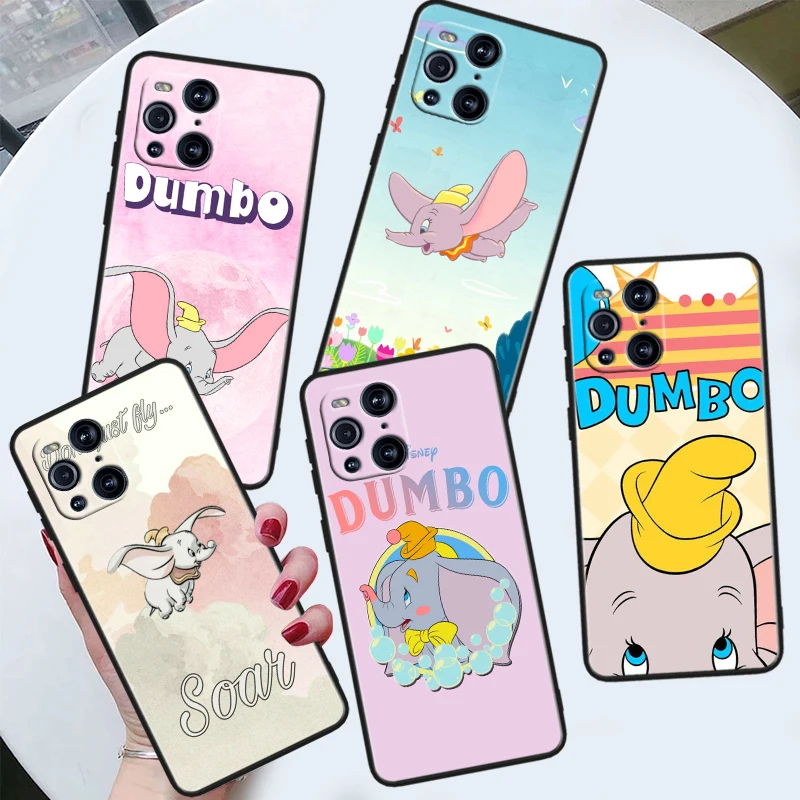 Disney Animation Dumbo For OPPO Find X6 X5 X3 X2 F21S F21 Pro Lite Neo Black Silicone Fundas Soft Cover Capa Phone Case