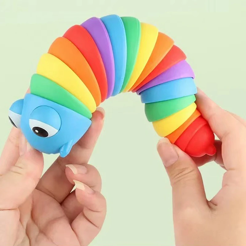 5.51inch 7.28inch Colorful Fidget Toy Slug Articulated Flexible 3D Slug Fidget Toy Relief Anti-Anxiety Sensory Kids Toys