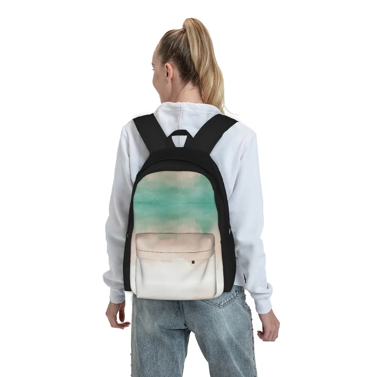 Mochila de acuarela colorida para mujer, bolso escolar de tendencia para niños, mochila para ordenador portátil, bolso de hombro de viaje de gran capacidad