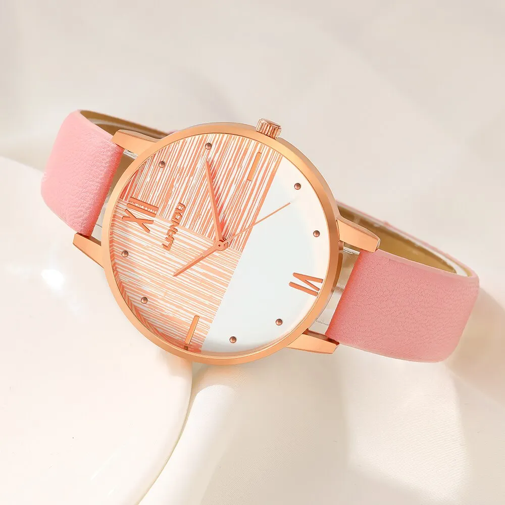 5PCS Set Womens Fashion Quartz Watch Female Clock Geometry Dial Luxury Brand Design Ladies Casual Watch Relogio Feminino