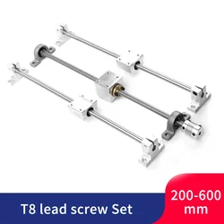 1Set T8 Lead Screw Length 100-600mm Rail Optical Axis Linear Rail Shaft +SCS8UU Linear Bearing Blocks + SK8 3D printer parts CNC