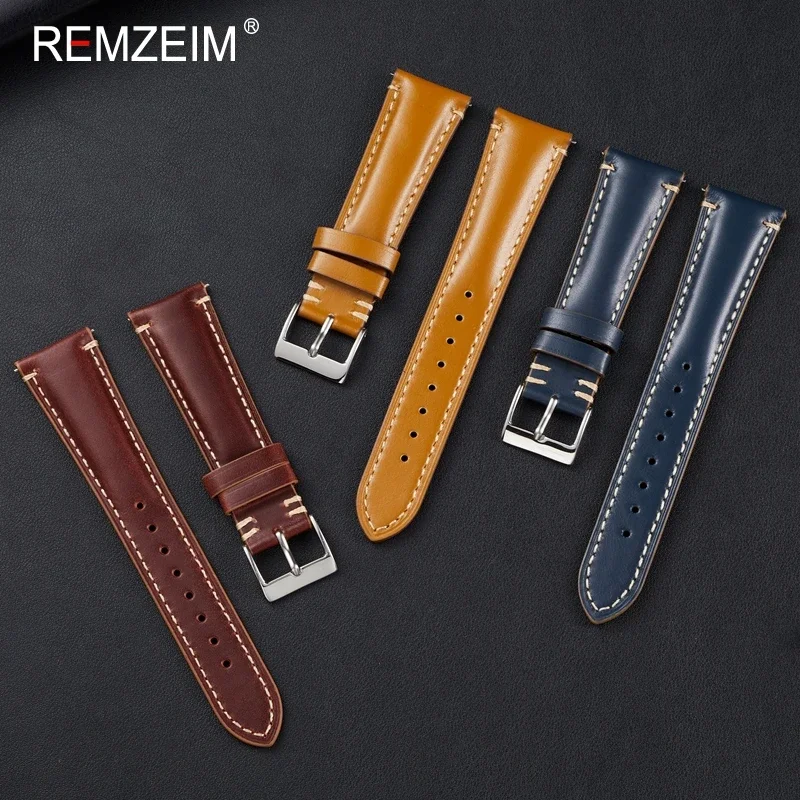 Retro Leather Watch Band Quick Release Calfskin Watch Strap Bracelet 20mm 22mm for Women Men Strap Watch Accessories