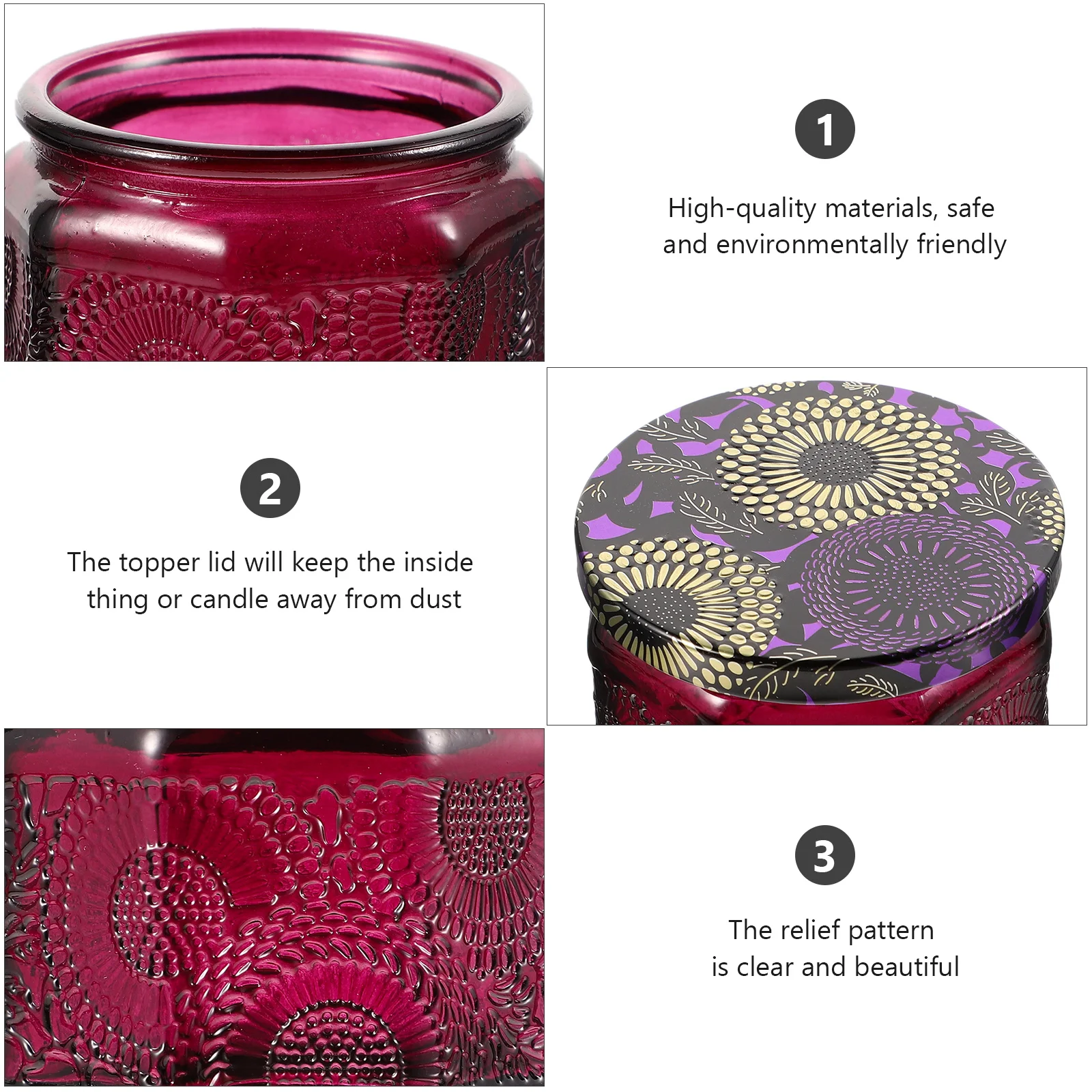 

7Pcs Storage Jars Embossed Glass Durable DIY Making Containers Home Decor Supplies Storage Jar Craft Making Jar