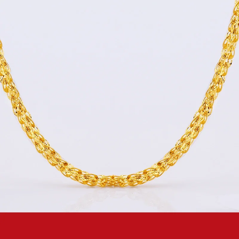 JLZB 24K Pure Gold Necklace Real AU 999 Solid Gold Chain Smart Beautiful Upscale Trendy Classic  Fine Jewelry Hot Sell New 2023