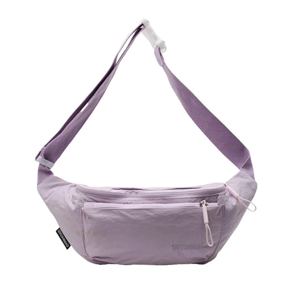 

Simple Solid Color Nylon Fanny Packs Cloth Crossbody Bag Crossbody Waist Pack Korean Style Large Capcity Chest Bag Men