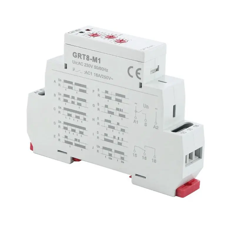 

2X GEYA GRT8-M 16A Multifunction Timer Relay On Off Time Delay Relay Adjustable With 10 Function Choices, GRT8-M1 AC230V-[A04I]