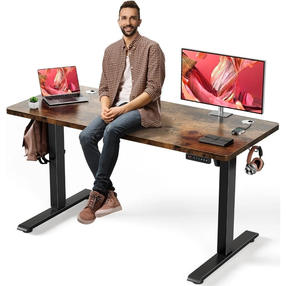 

Электрический регулируемый стол-трансформер (сидя-стоя) 55 x 24 дюйма с системой организации кабелей, 3 предустановленных позиций, индивидуальная настройка