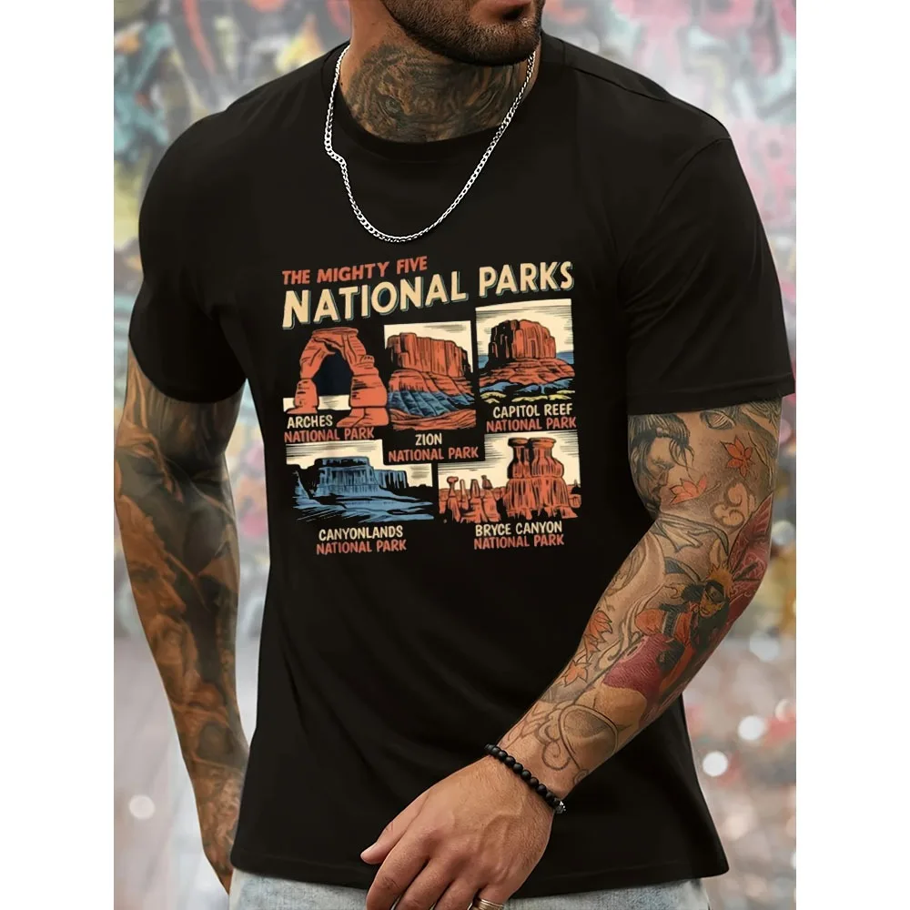 

Vintage Moab Utah Big 5 National Parks Cotton T Shirt Men Women Summer Casual Short Sleeve Tee Tops Graphic Travel Souvenir