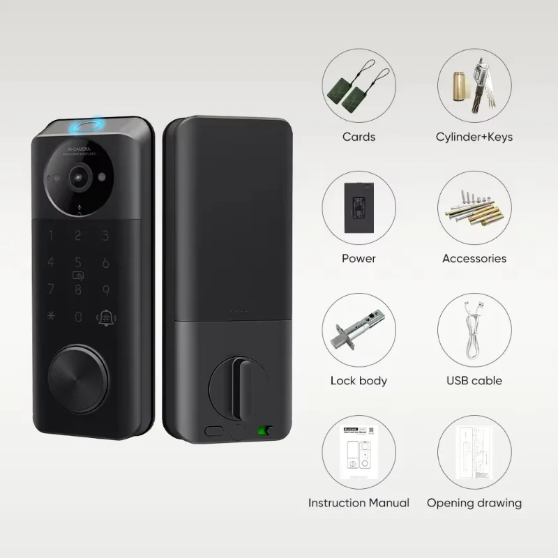 [2026]Locstar High Quality New Design Fechadura Digital Serrure Cerradura Intelligente TTlock App Smart Keyless Entry Door Water