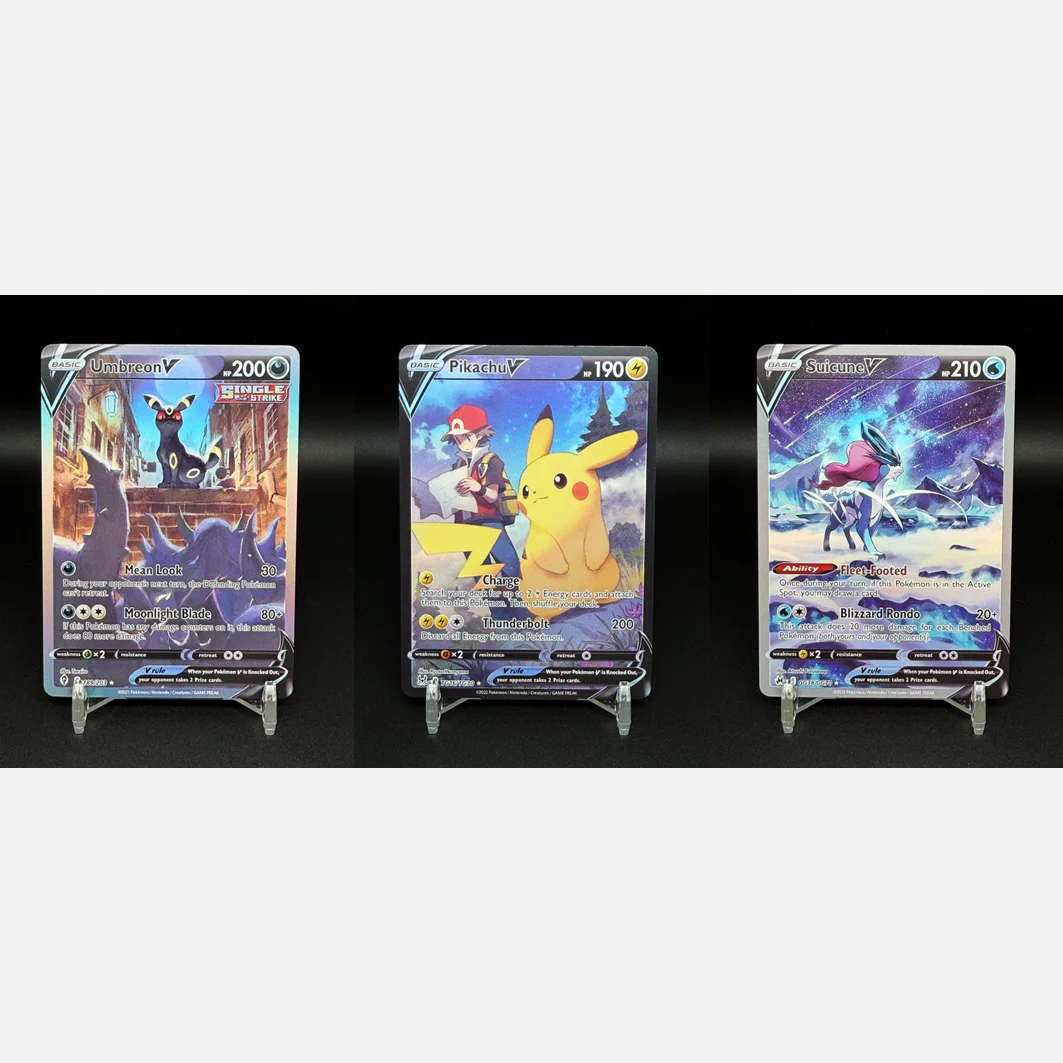 

Proxy Card DIY Pokemon Pikachu Umbreon V Suicune V Alternate Art Trainer Gallery TCG Collectible Anime Game Flash Card Kids Toy