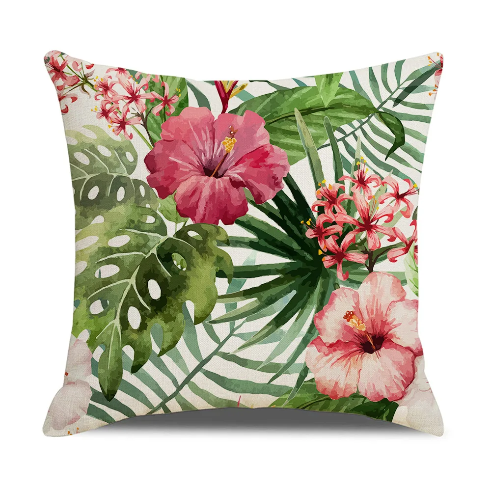 Sofa Decorative Cushion Cover 45x45 Pillows Cover Tropical Leaves Printed Pillowcase Home Seat Car Decor Linen Throw Pillow Case